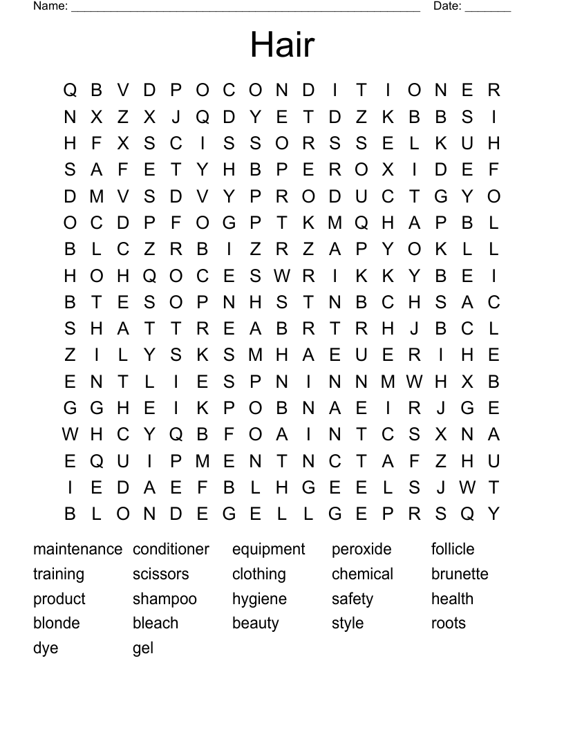 Hair  Word Search