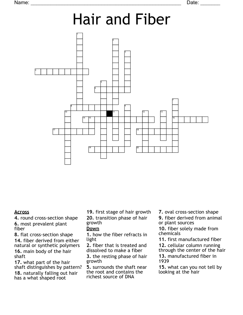 Hair and Fiber Crossword