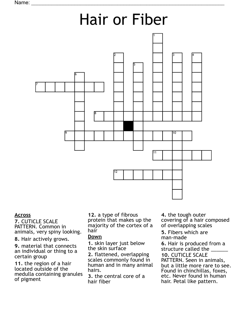 Hair or Fiber Crossword
