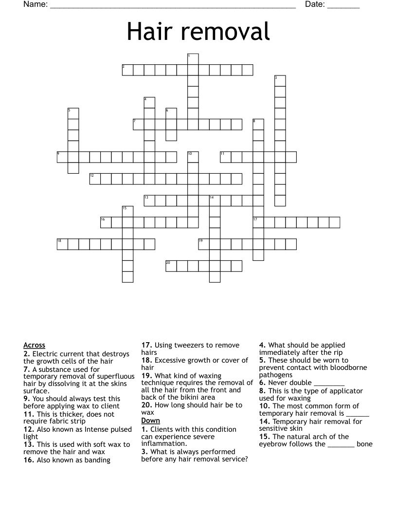Hair removal Crossword