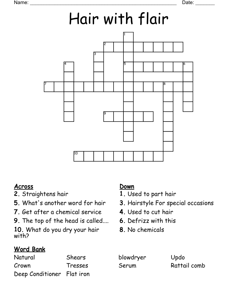 Hair with flair Crossword