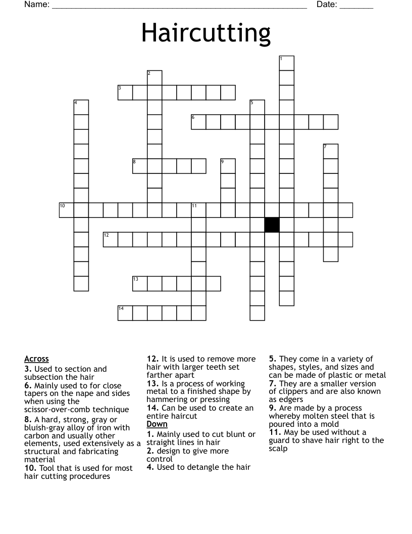 Haircutting Crossword