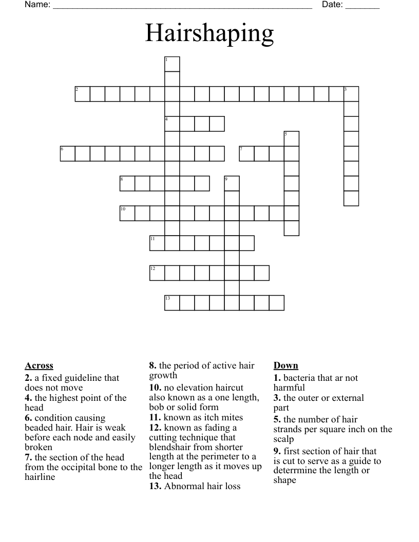 Hairshaping Crossword