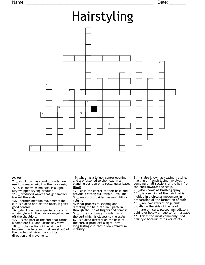 Hairstyling  Crossword