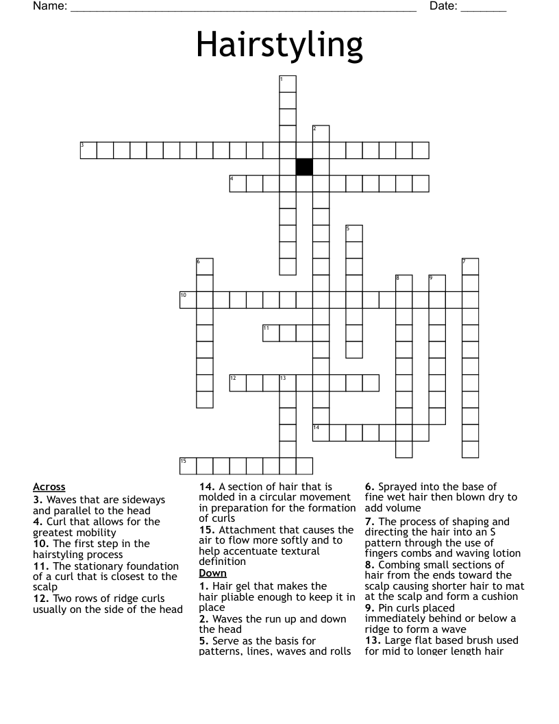 Hairstyling  Crossword