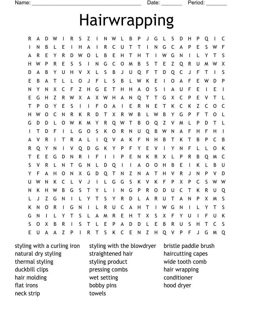 Hairwrapping Word Search