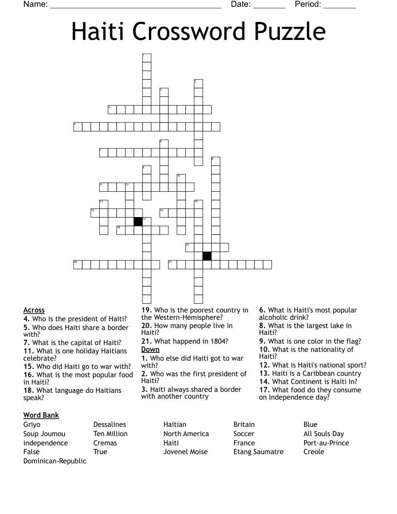 Haiti Crossword Puzzle