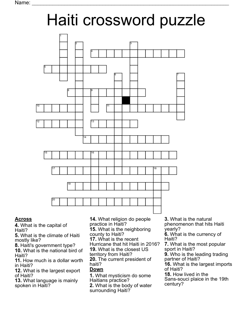 Haiti crossword puzzle