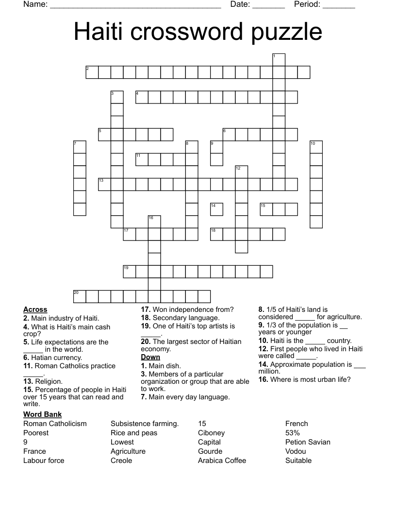 Haiti crossword puzzle