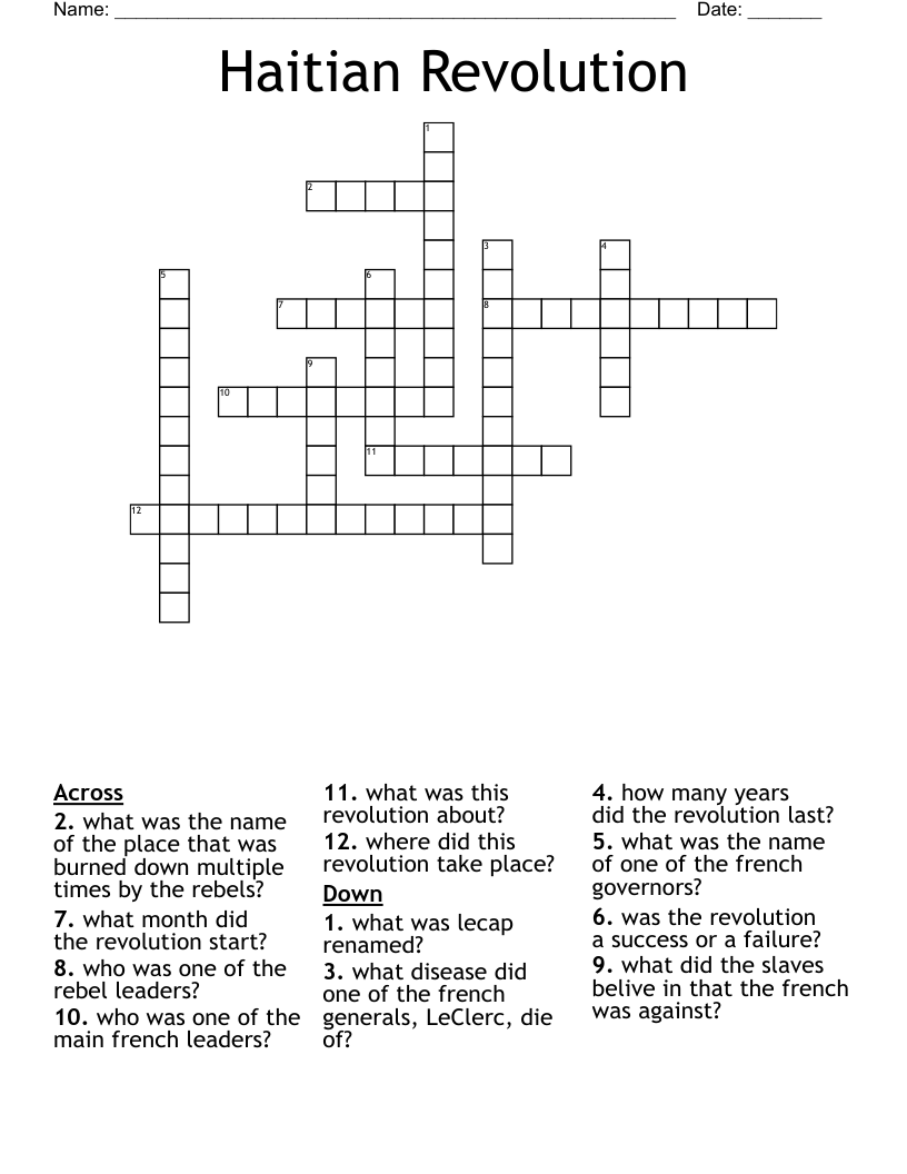Haitian Revolution Crossword