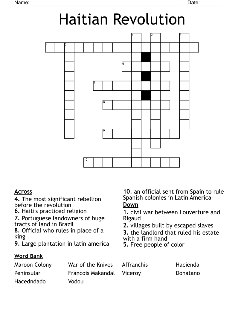 Haitian Revolution Crossword