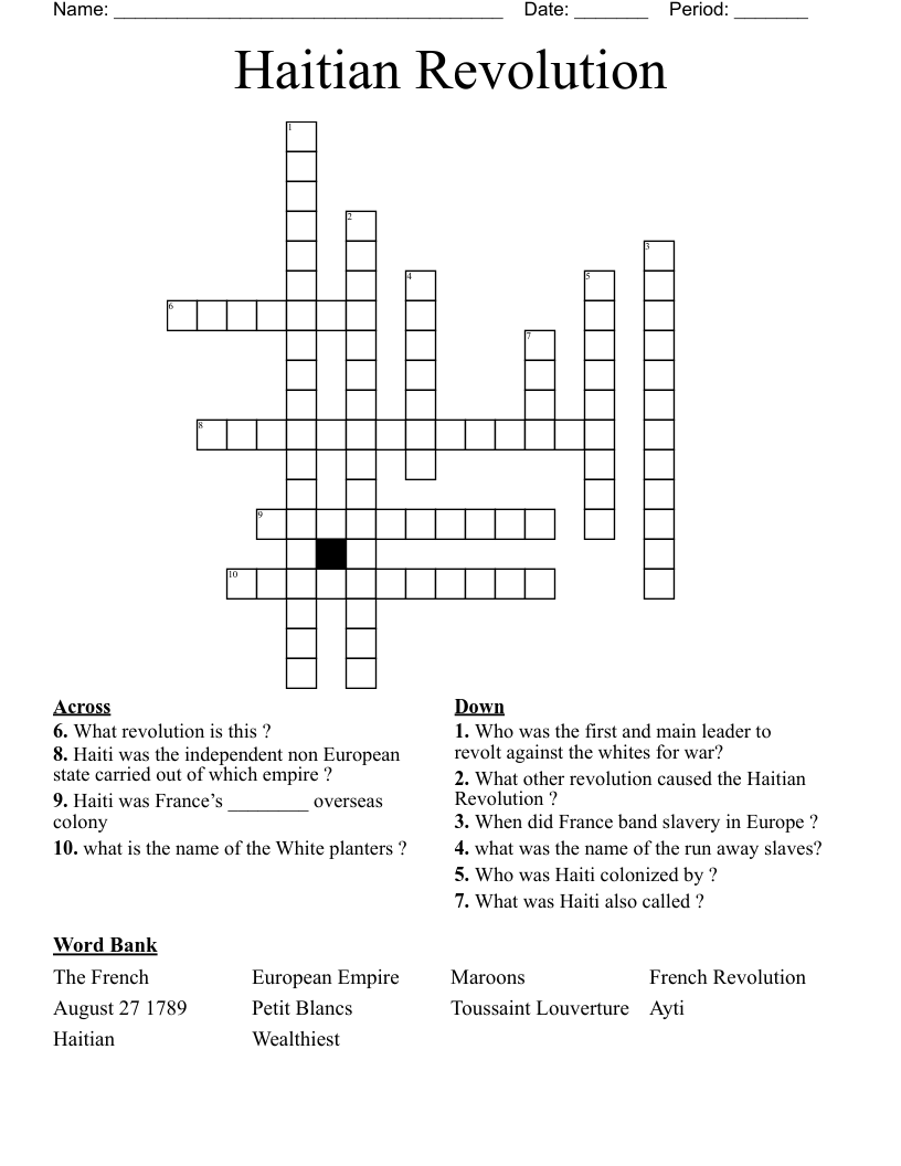 Haitian Revolution Crossword