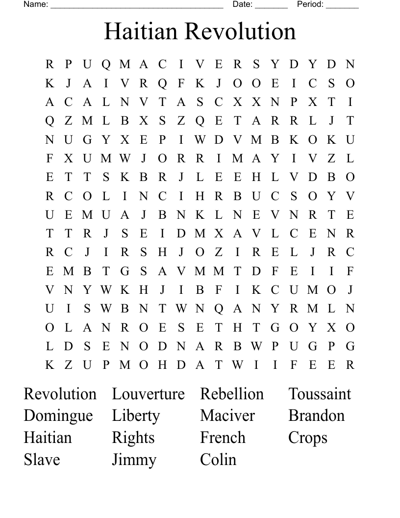 Haitian Revolution  Word Search