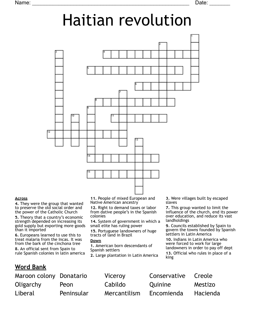 Haitian revolution Crossword