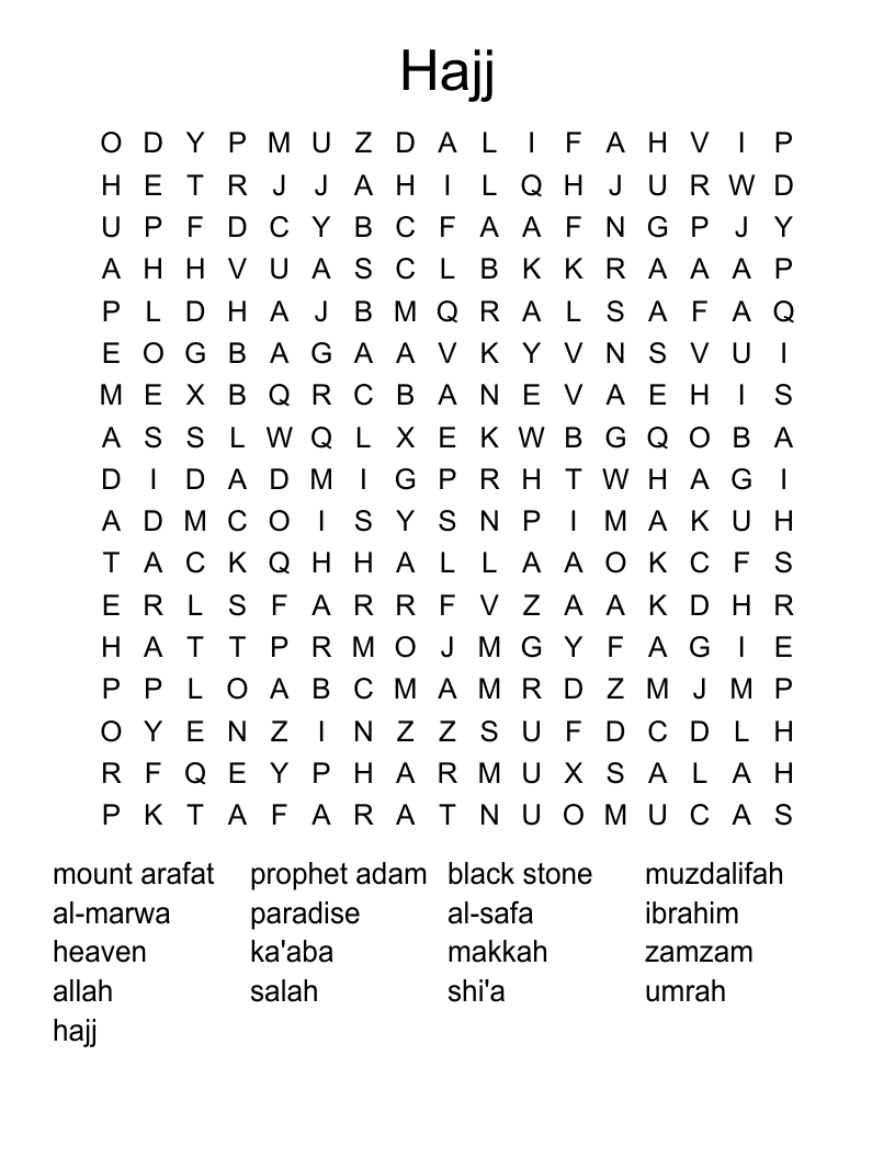 Hajj Word Search