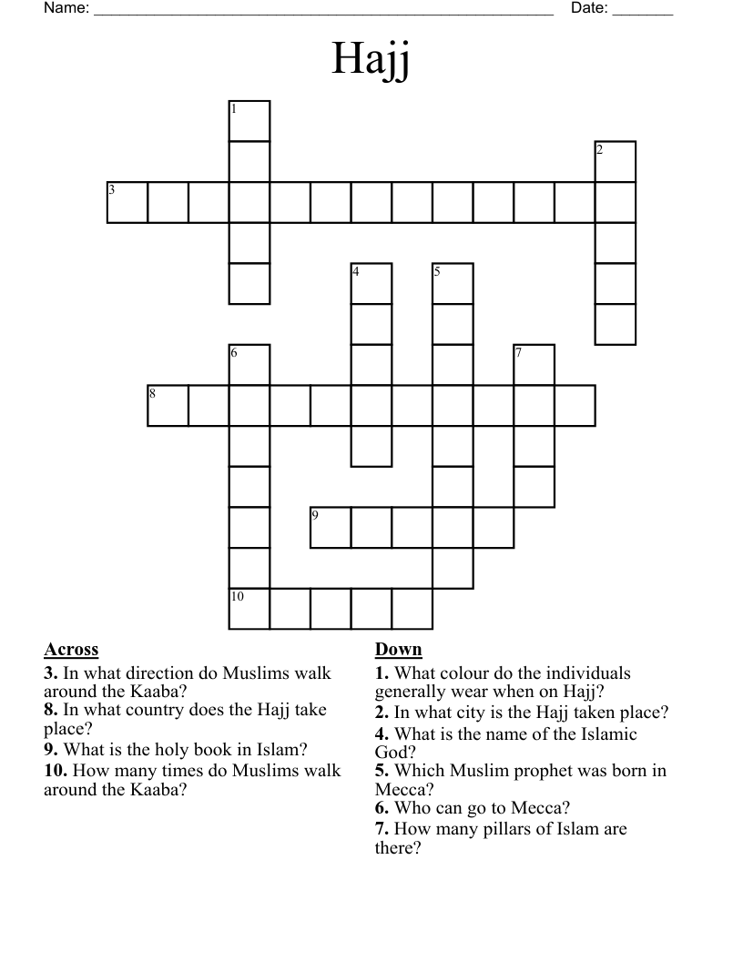 Hajj Crossword
