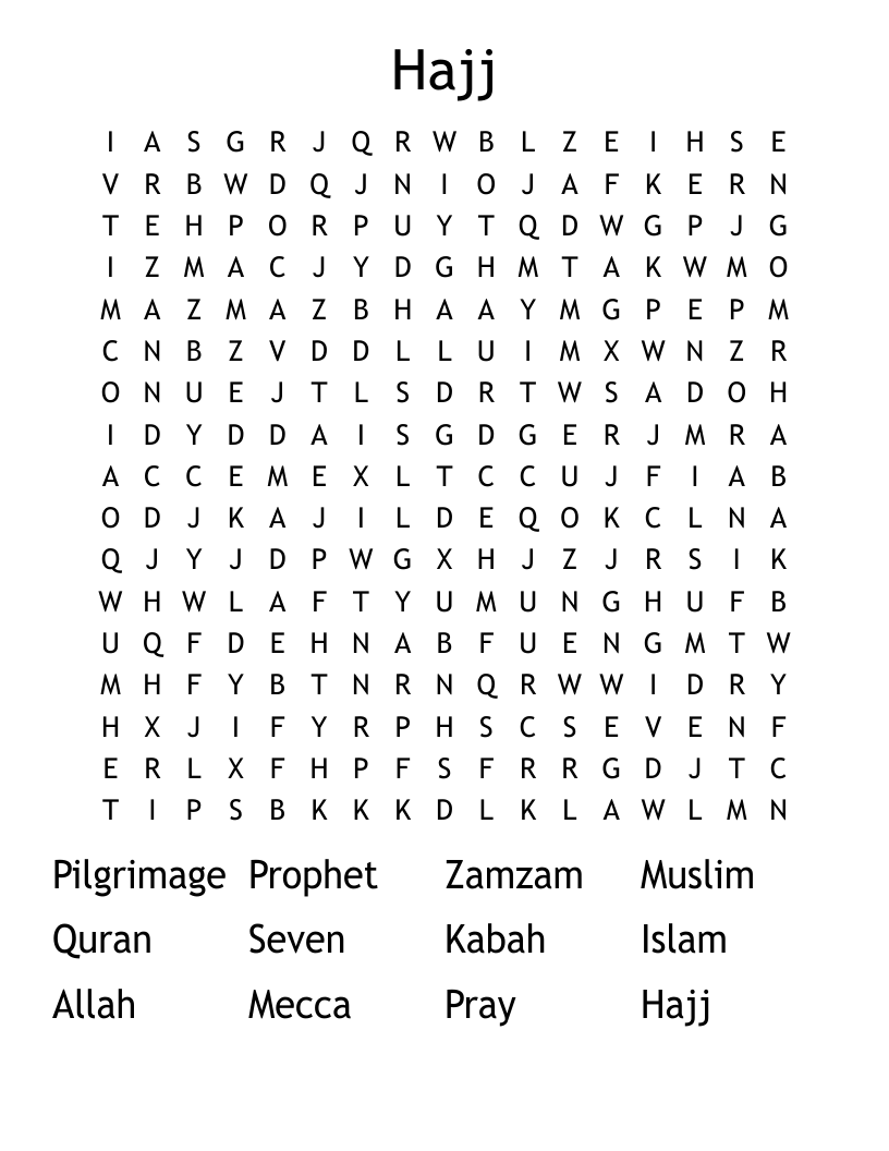 Hajj Word Search