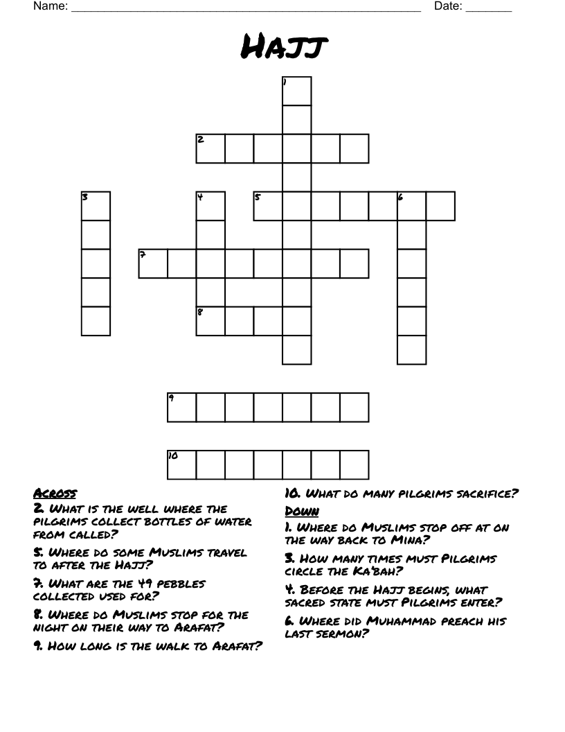 Hajj Crossword
