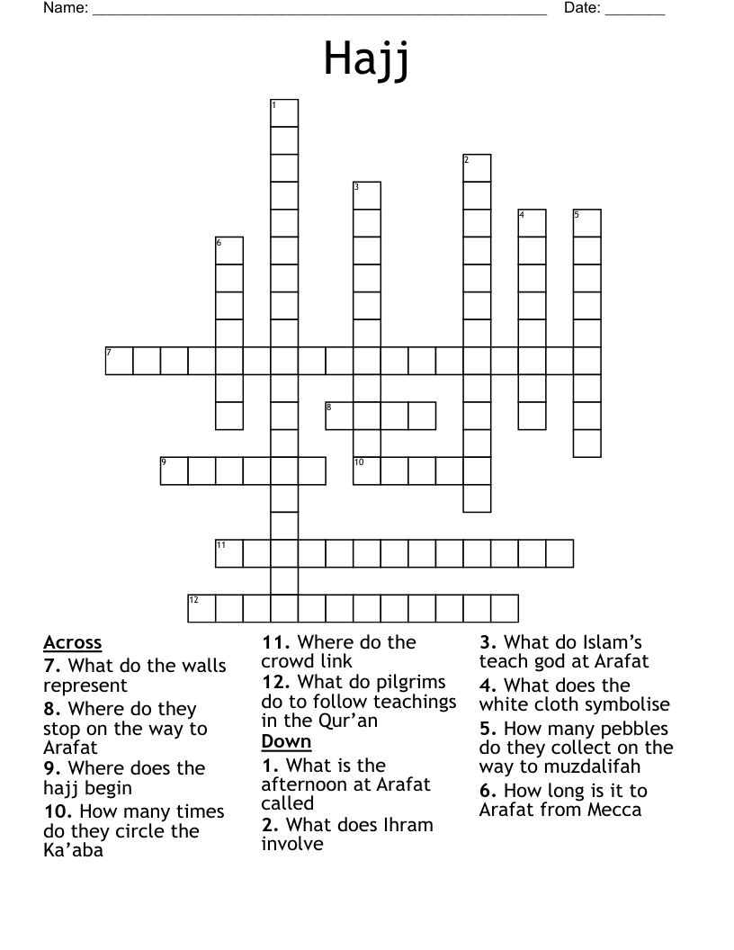 Hajj Crossword