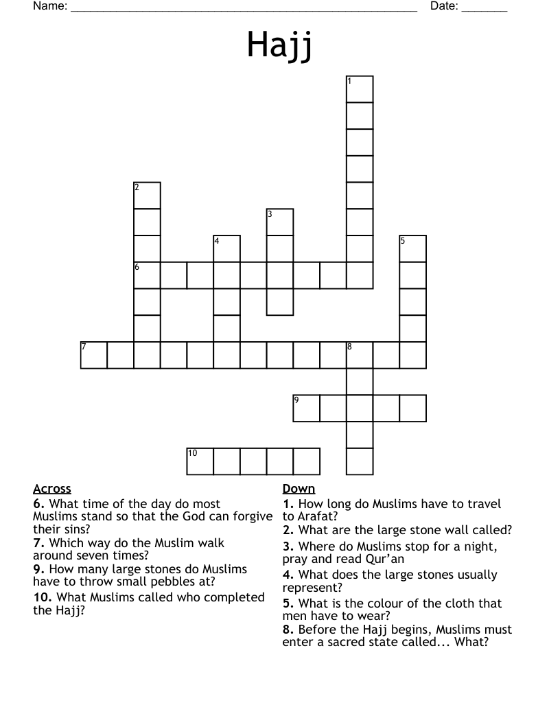Hajj Crossword
