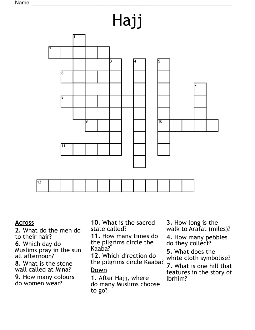 Hajj Crossword