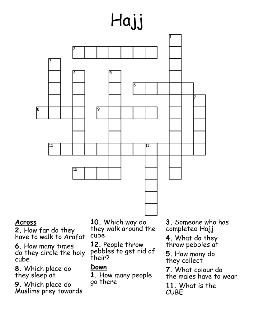 Hajj Crossword