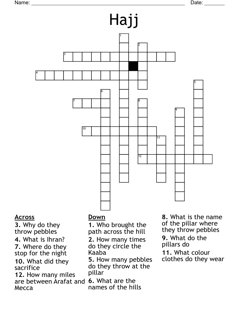 Hajj Crossword