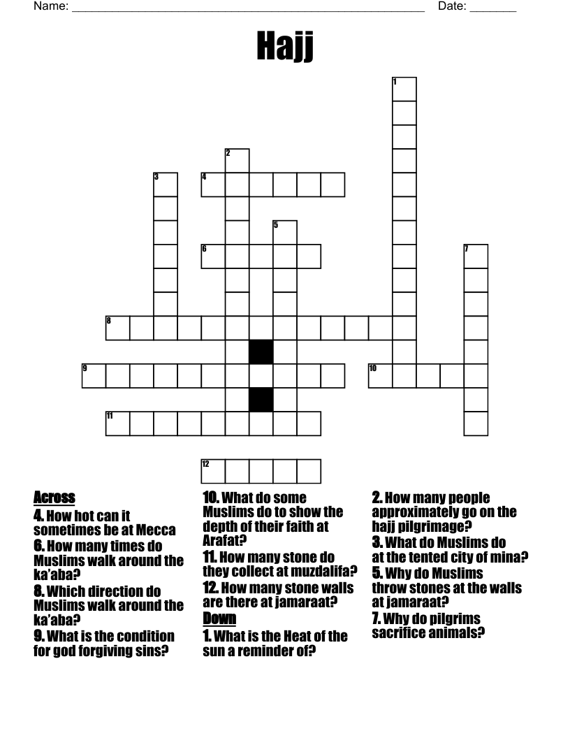 Hajj Crossword