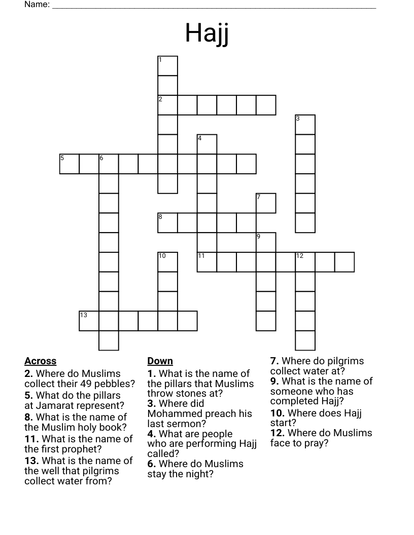 Hajj Crossword