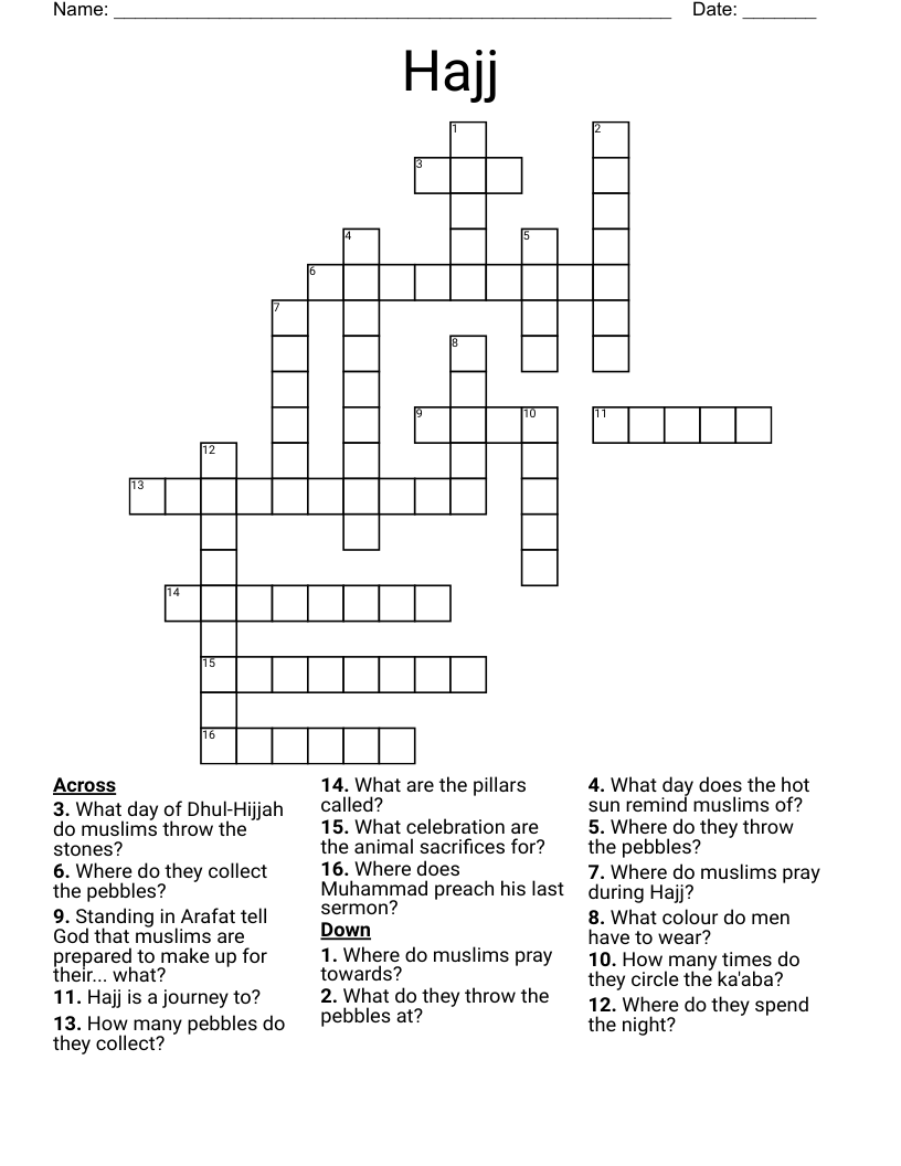 Hajj Crossword