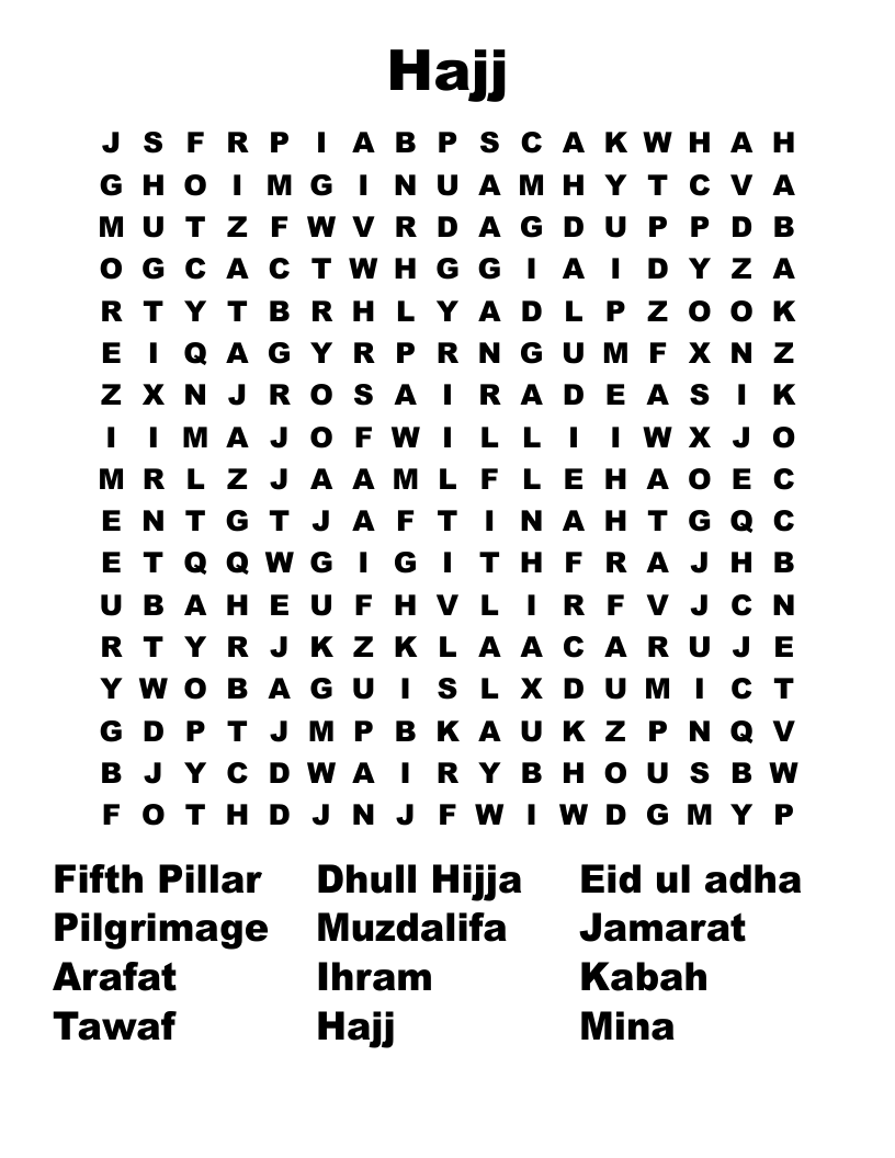 Hajj Word Search