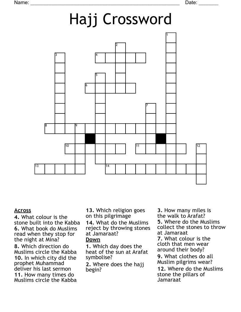 Hajj Crossword