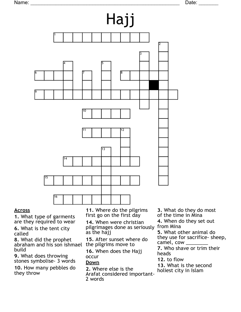 Hajj  Crossword