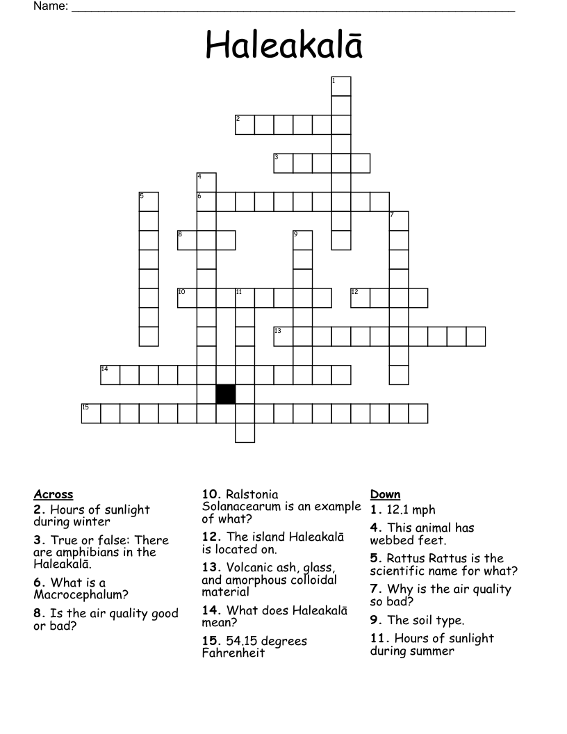 Haleakalā  Crossword