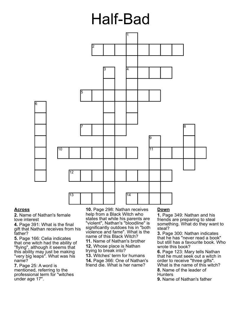 Half-Bad Crossword