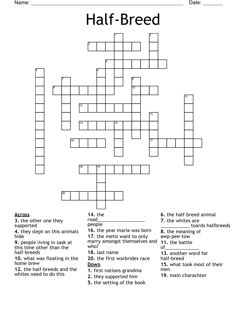 Half-Breed Crossword
