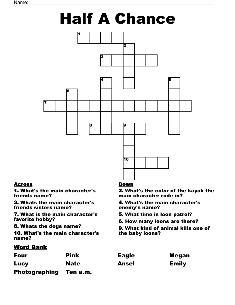 Half A Chance  Crossword