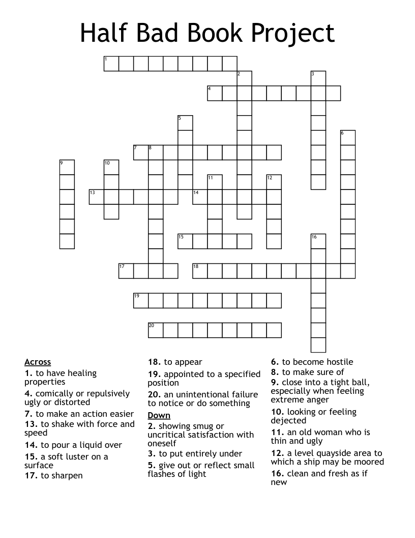 Half Bad Book Project Crossword