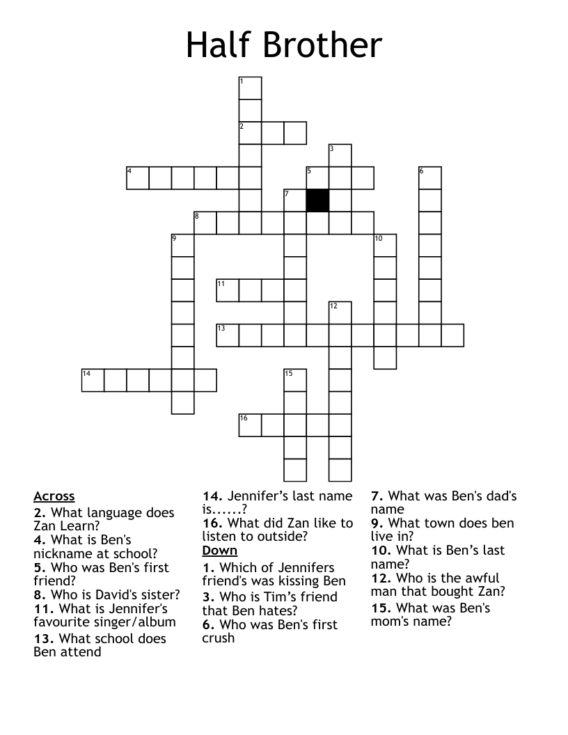 Half Brother Crossword