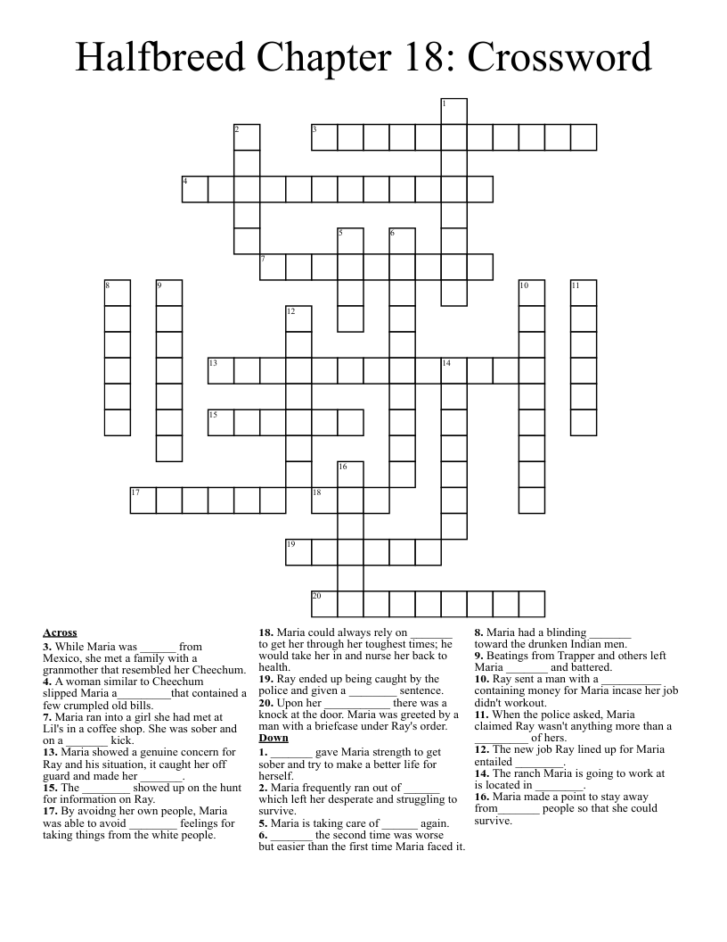 Halfbreed Chapter 18: Crossword