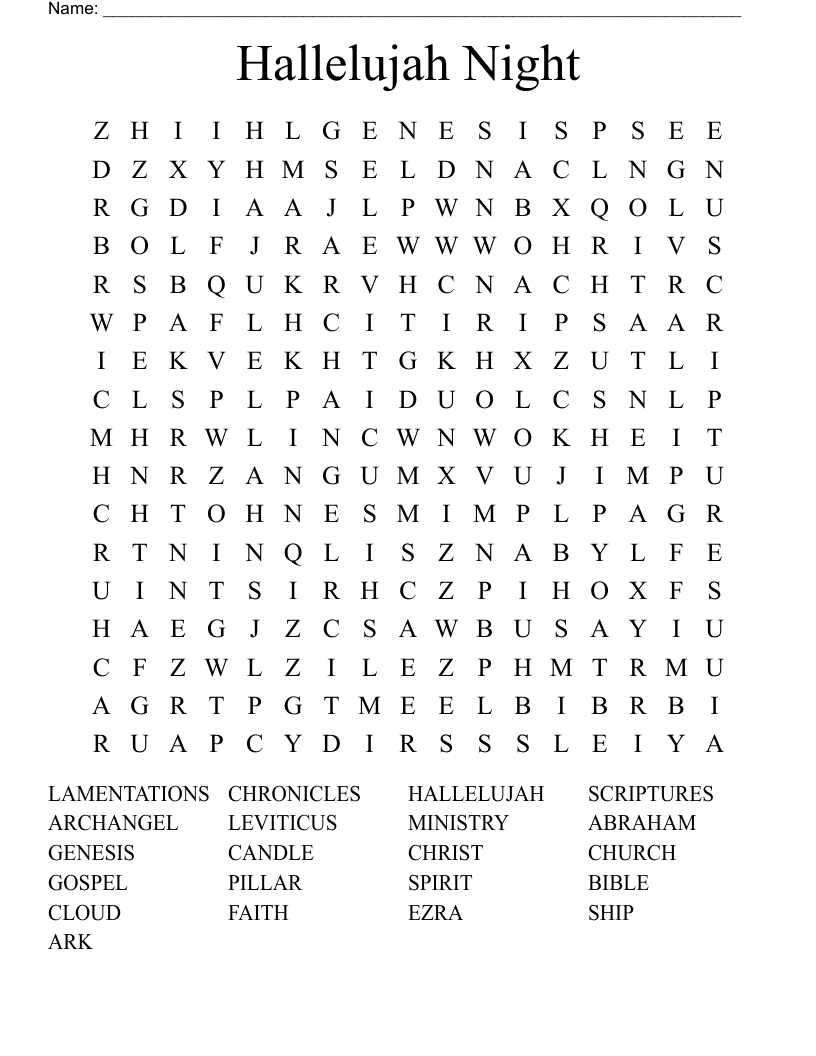 Hallelujah Night Word Search