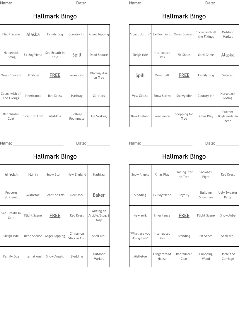 Hallmark Bingo