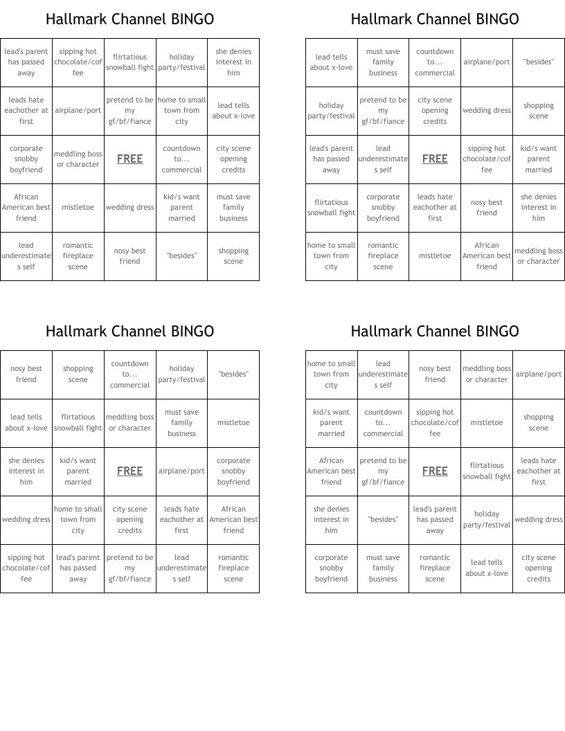 Hallmark Channel BINGO