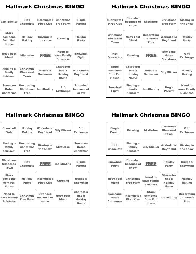 Hallmark Christmas BINGO