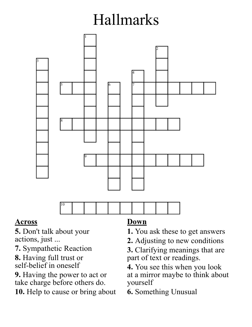 Hallmarks Crossword