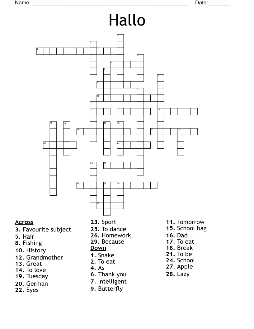Hallo Crossword