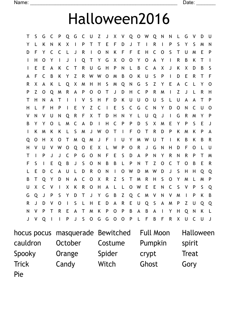 Halloween2016 Word Search
