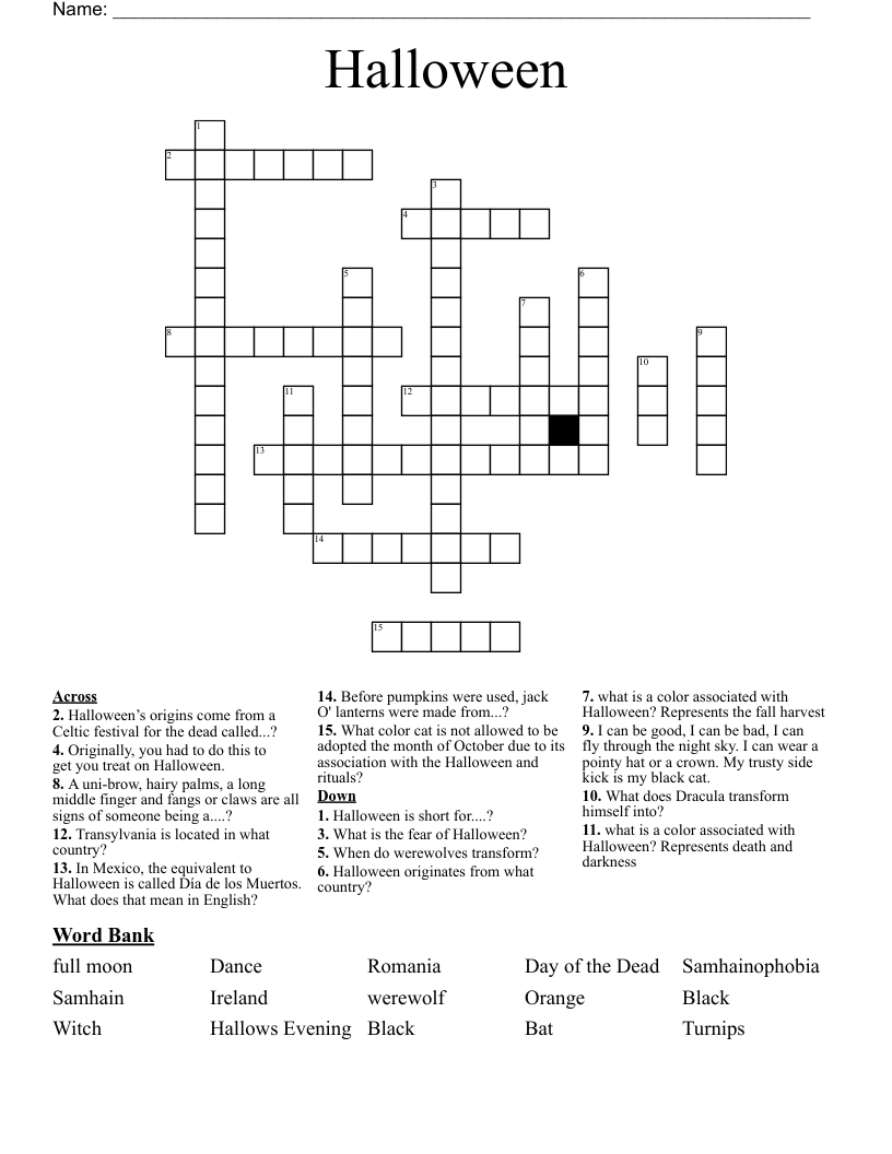 Halloween Crossword