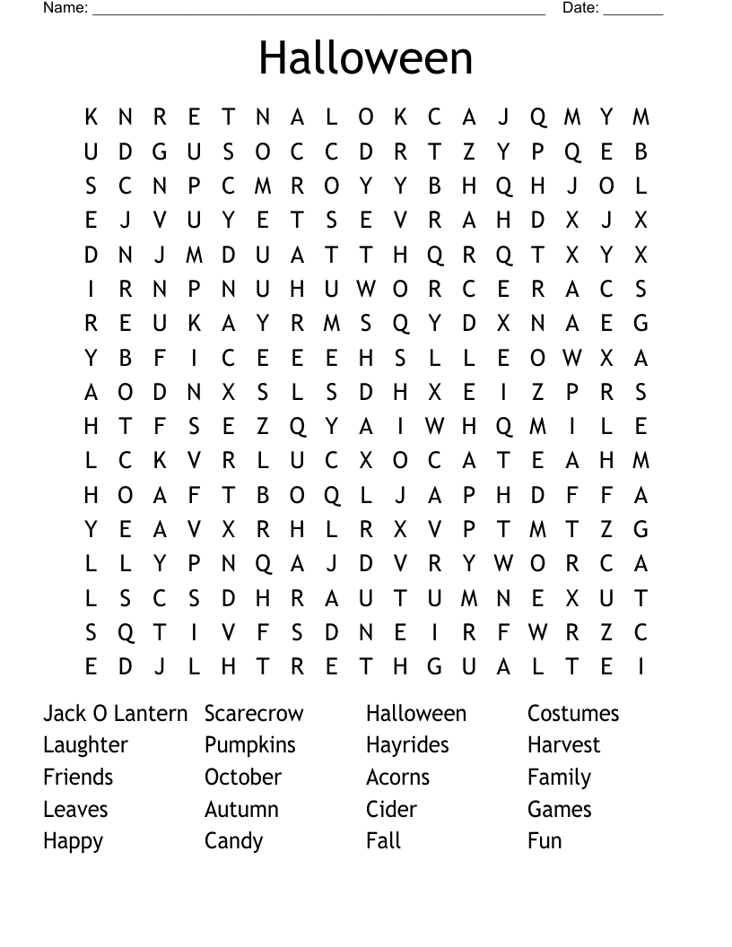 Halloween Word Search