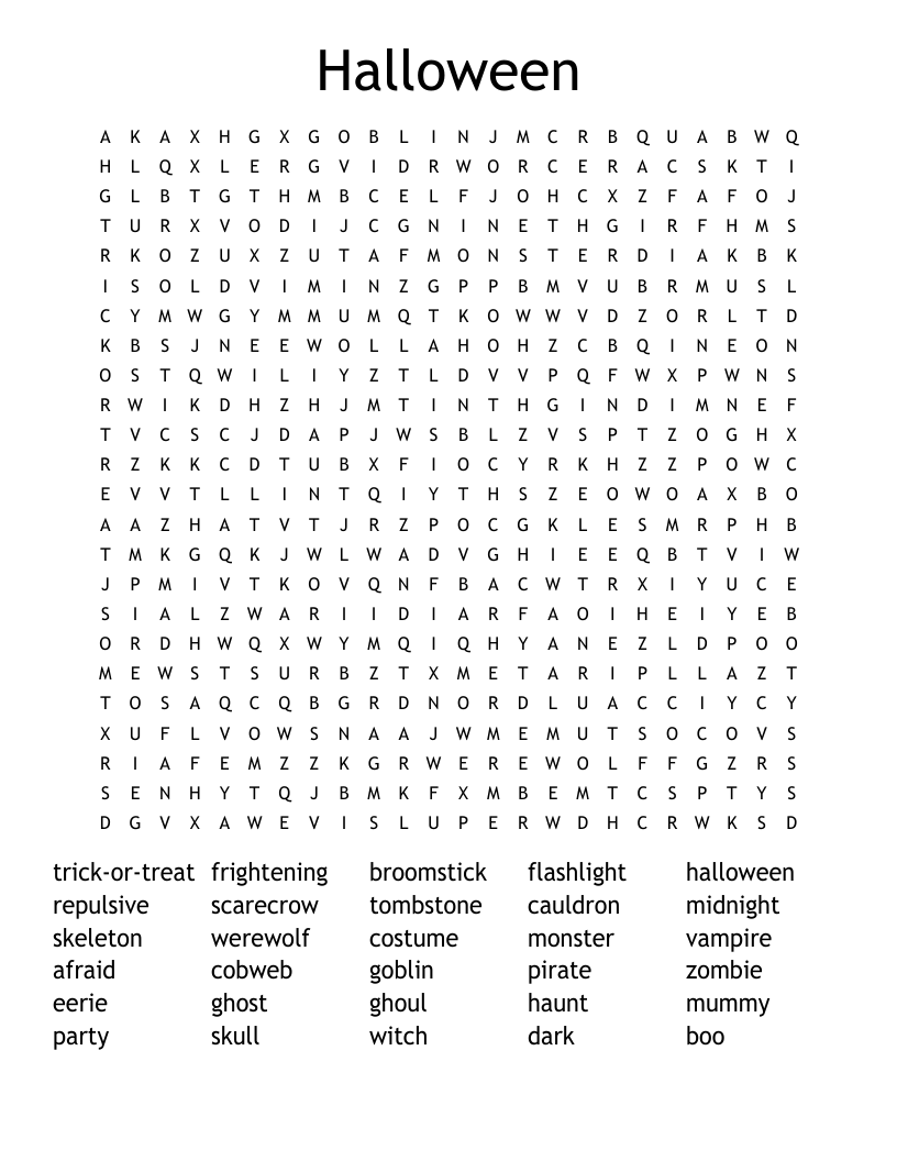 Halloween Word Search
